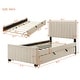 preview thumbnail 3 of 9, Twin Size Velvet Platform Bed with Pull-out Cord Twin Size Trundle, Upholstered Bed with Wooden Support Legs, Beige