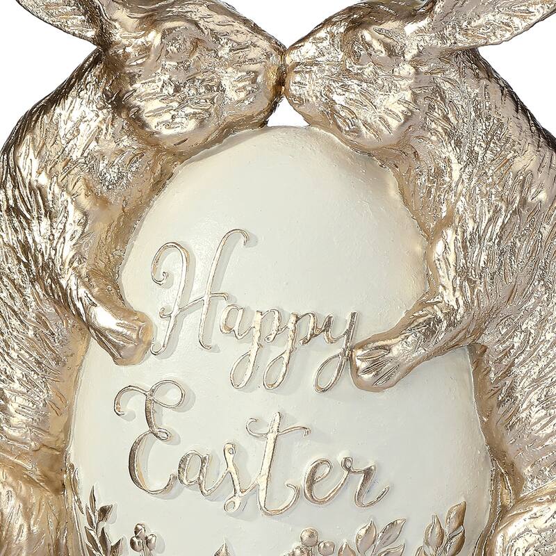 8" Resin Kissing Bunnies With Egg