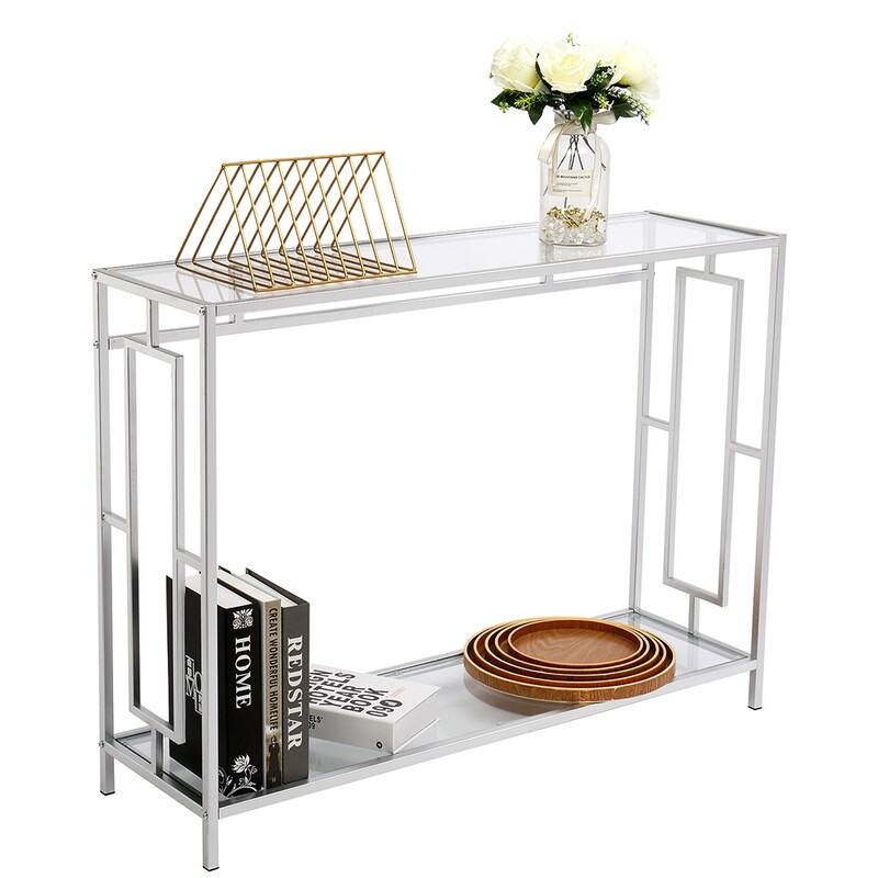 Console Table, Circle/Rectangle Shape - Rectangle Shape - White