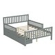 preview thumbnail 49 of 50, Wood Platform Bed with 2 Storage Drawers & Both Sides Guardrails, Storage Bed Frame for Bedroom, Guest Room