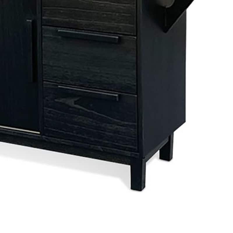 Anise Buffet Server Console with Side Cabinet and Drawers, Black Mahogany