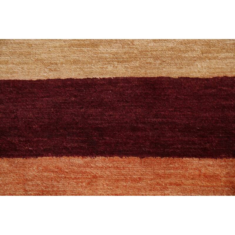 Contemporary Striped Gabbeh Kashkoli Area Rug Hand-knotted Wool Carpet - 3'2" x 5'2"