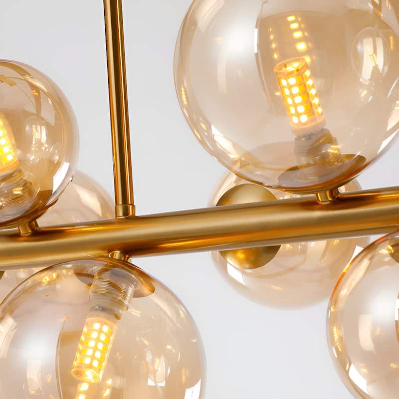 10-Light Gold Sphere Kitchen Island Pendant, Luxury & Chic Ceiling Light