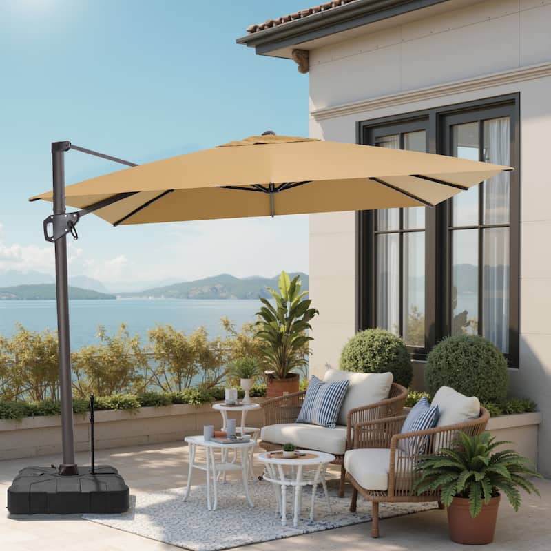 VredHom Patio Outdoor 9 x 11 FT Cantilever-Offset Umbrella with Rod Wheel Base