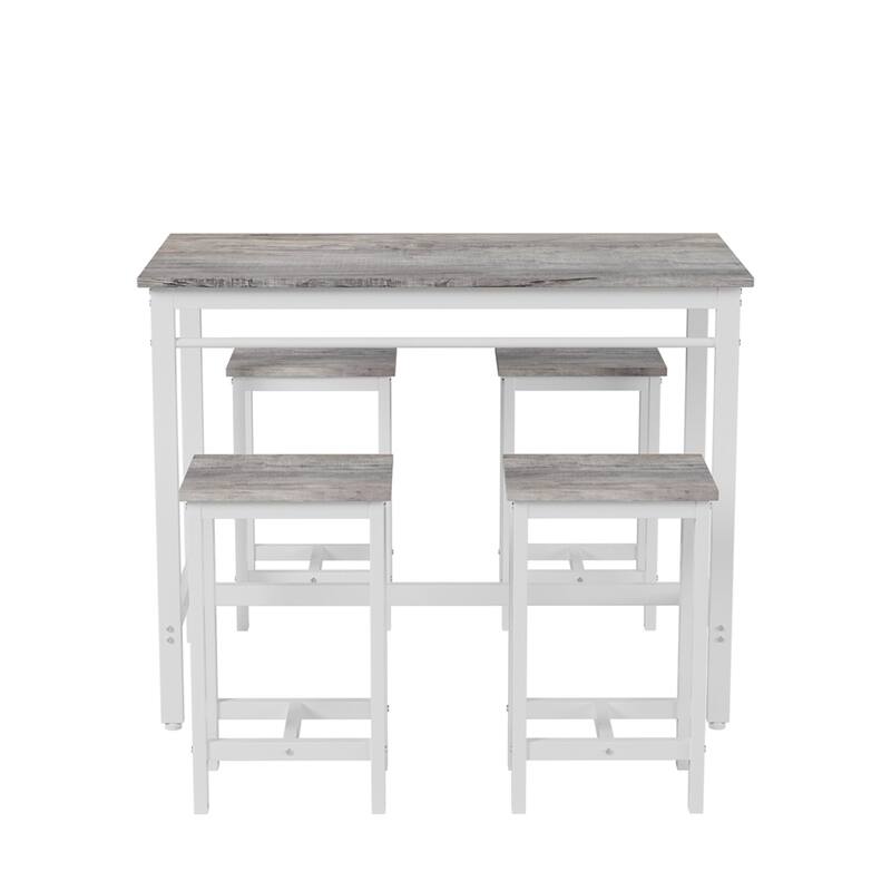 5-Piece Modern Kitchen Table with Four Bar Stools Bar Table Set