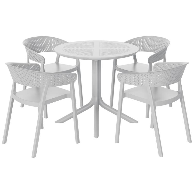 Frond and Form 4-Person Outdoor Round Dining Set - Gray