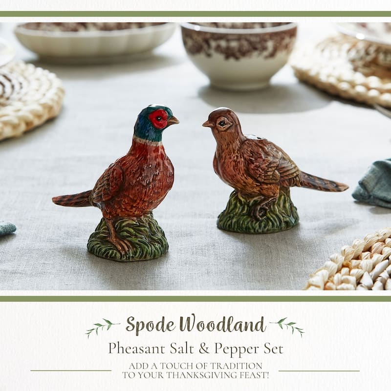 Spode Woodland Pheasant Salt and Pepper Set - 3.5 in