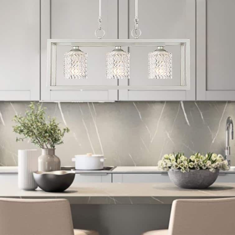 Allegray 3-light Modern Farmhouse Rectangle Chandelier Kitchen Island Pendant with UL Certified