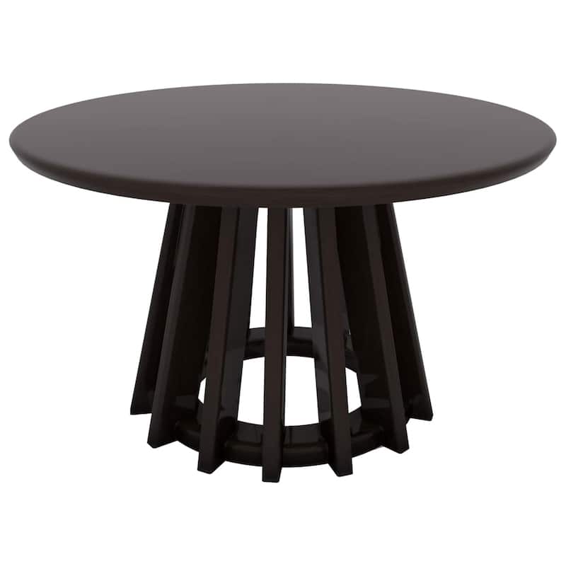 Black 31" Round Coffee Table Modern Mid-Century Wood Slatted Base - 19x20 - 19x20 - Black - Wood
