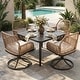 preview thumbnail 44 of 71, Nuu Garden Rattan Metal Patio Dining Set with Umbrella Hole, Zippered Cushions Swivel Chairs - Square Table