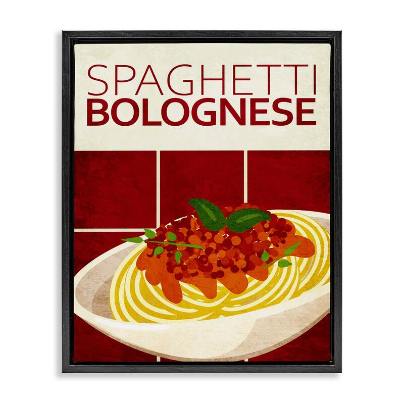 Stupell Spaghetti Classic Kitchen Framed Floater Canvas Wall Art Design By Kim Allen - 25 x 31 - Black