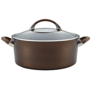 Circulon Symmetry Hard-Anodized Nonstick Induction Dutch Oven with Lid, 7-Quart, Chocolate