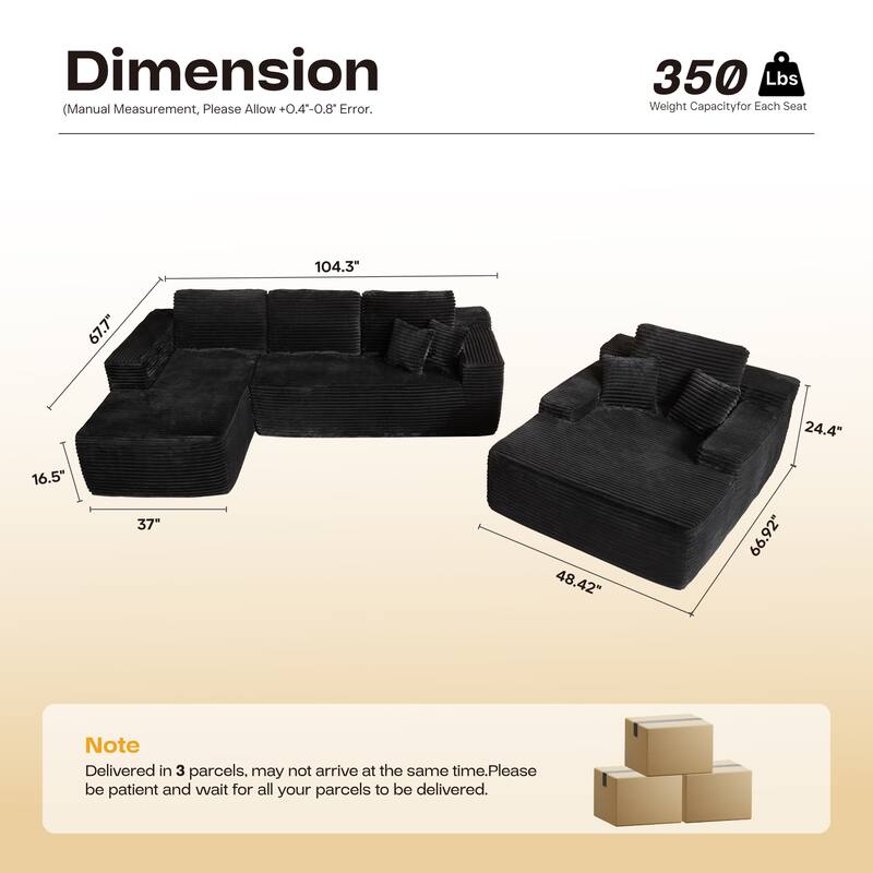 ​​OVIOS Modern Minimalist No-Assembly Living Room Set​