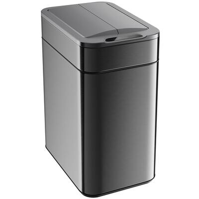 hOmeLabs 13 Gallon Kitchen Trash Can - Retractable Sensor Butterfly Lid, Easy to Clean, Battery-Operated - Dark Stainless Steel