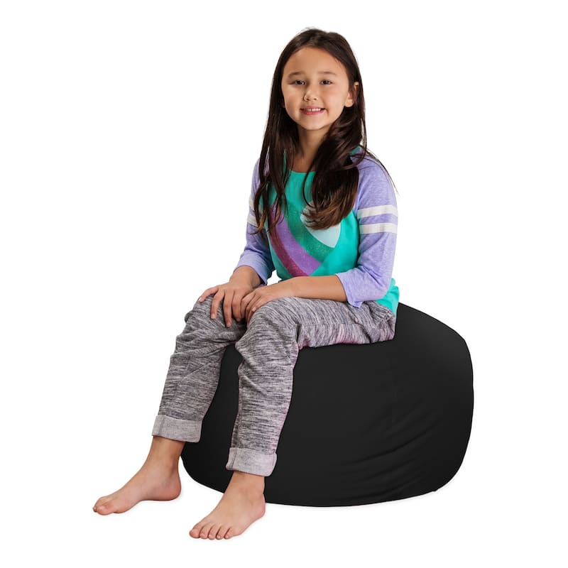 Kids' Stuffed Animal Storage Bean Bag Chair Cover or Toy Organizer - 27 Inches Medium - Solid Black