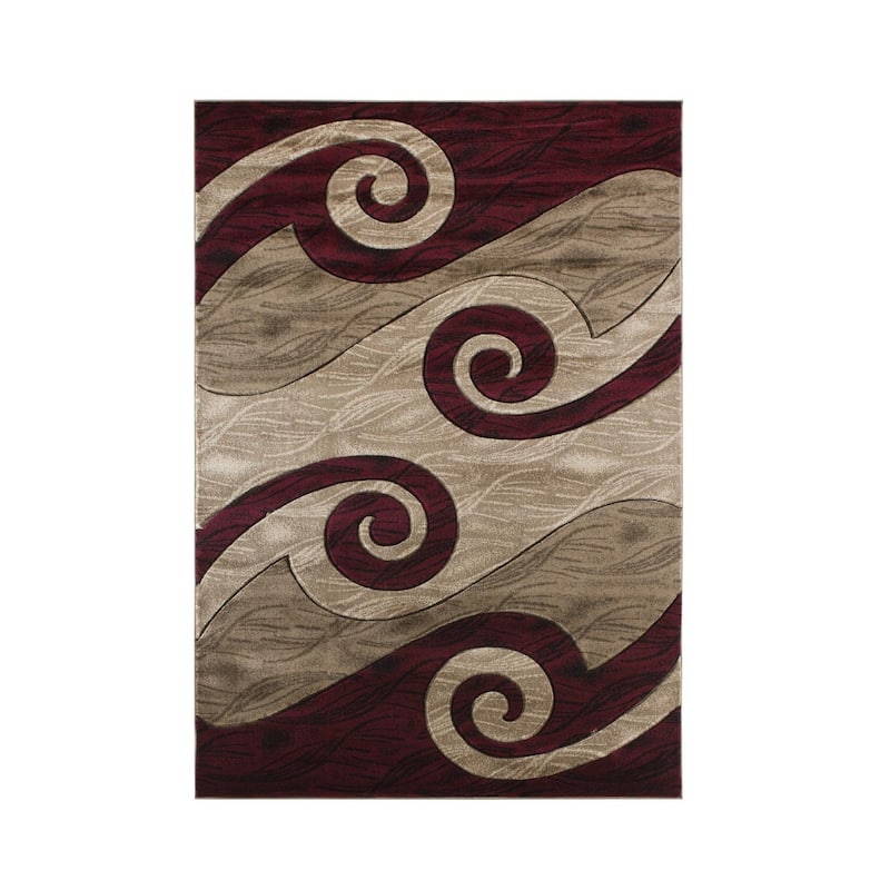 Orelsi Red/Beige/Brown Polyester Area Rug - 5'2'' X 7'5''