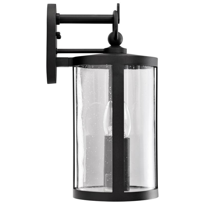 Broadstone 2 Light Large Wall Lantern Matte Black with Clear Seeded Glass