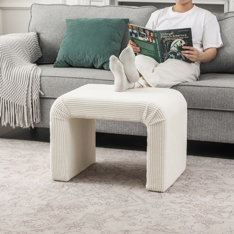 Adeco Velvet Footrest Ottoman for Living Room Bedroom