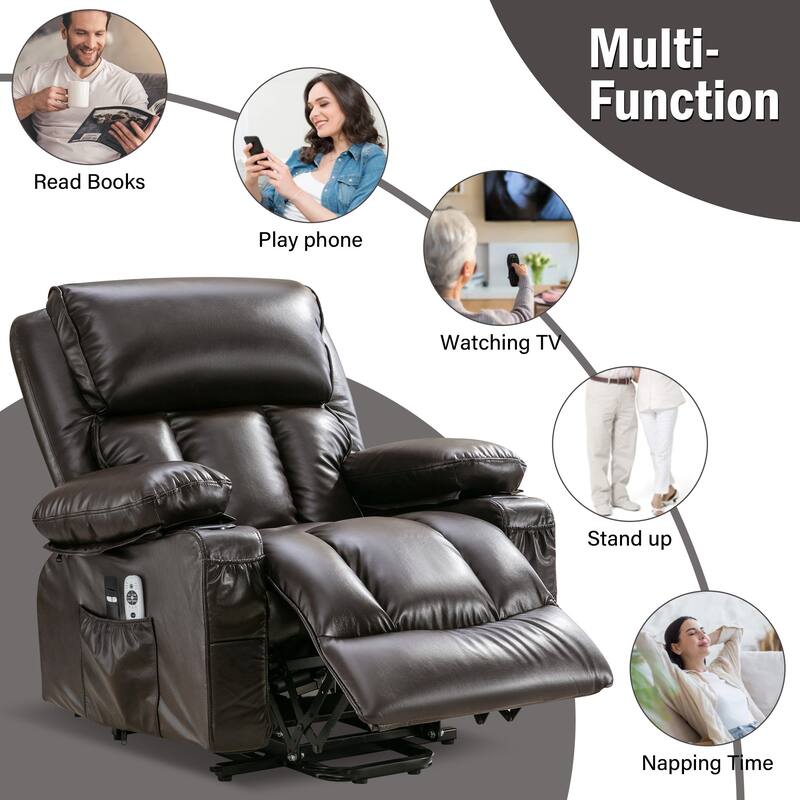 Large Power Lift Recliner Chair with Heat & 8‑Point Massage