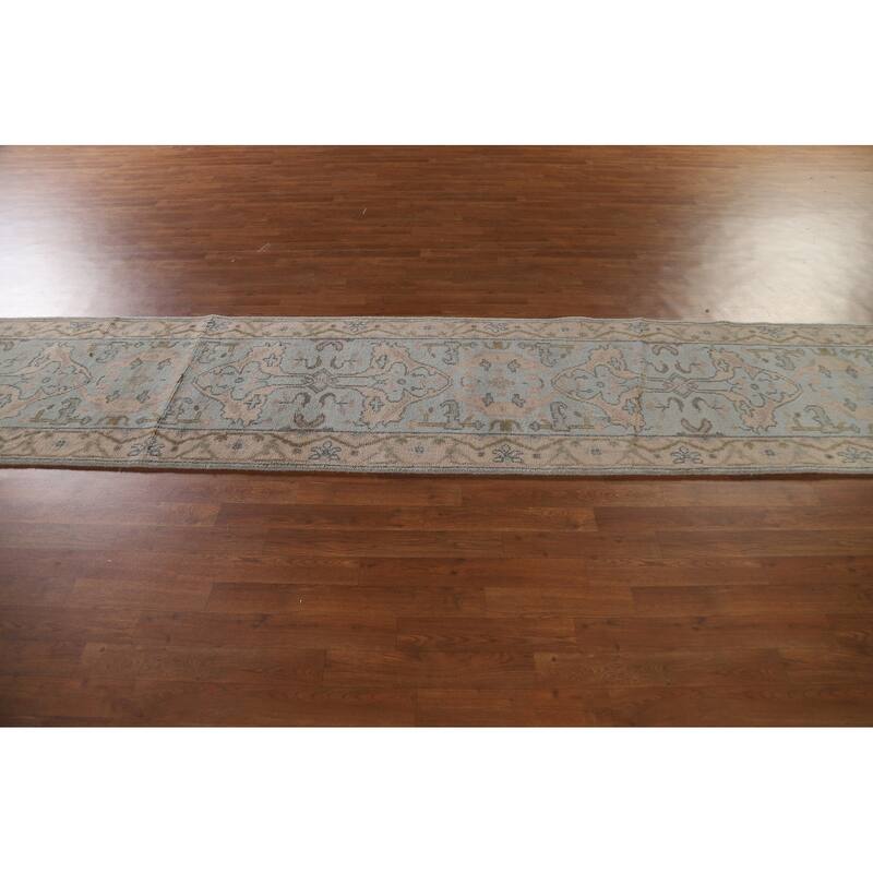 Oushak Oriental Runner Rug Hand-knotted Wool Carpet - 2'8"x 16'0"
