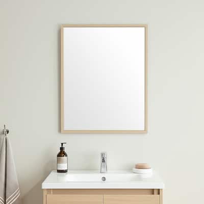 HomeRoots 42" Tan Framed Bathroom Vanity Mirror - 31.50 in. x 41.50 in. x 1.75 in.