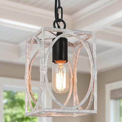 Farmhouse 1-Light Mini Pendant Lights for Kitchen Island - L5.5" x W5.5" x H25.5"
