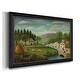 preview thumbnail 2 of 9, Pastoral Landscape with Stream Fisherman and Strollers c 1875-1880-Henri Rousseau-Custom Framed Canvas