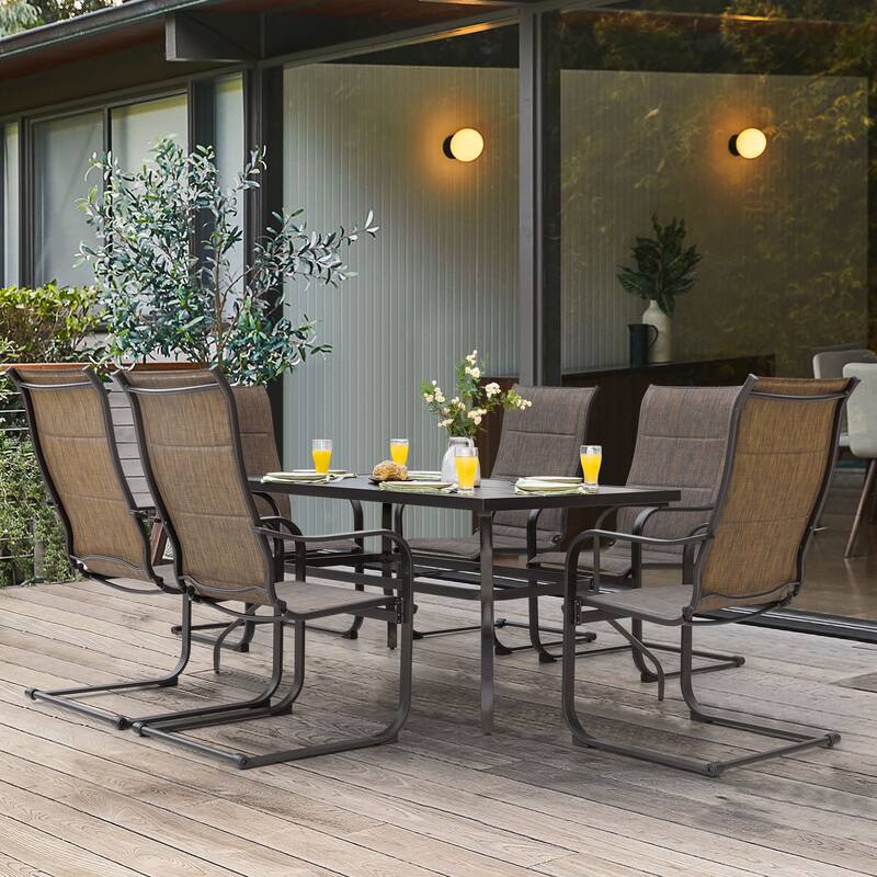 Outdoor 7-Piece Textilene Dining Set with 1.57'' Umbrella Hole