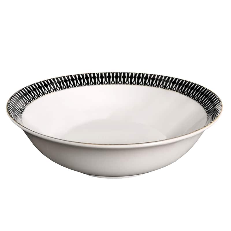 57 Piece Black and White Dinnerware Set-New Bone China Service for 8 People