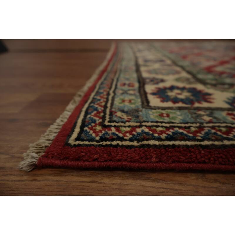 Hand Knotted Oriental 100% Wool Carpet Traditional All-Over Red Kazak Area Rug - 5' 11'' X 4' 2''