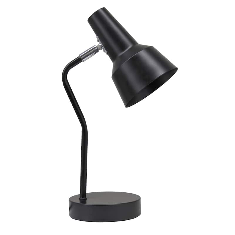 Metal Gooseneck Desk Lamp Adjustable Task Light for Home Office - 7.80 x 5.20 x 15.20 in. (L x W x H) - Black