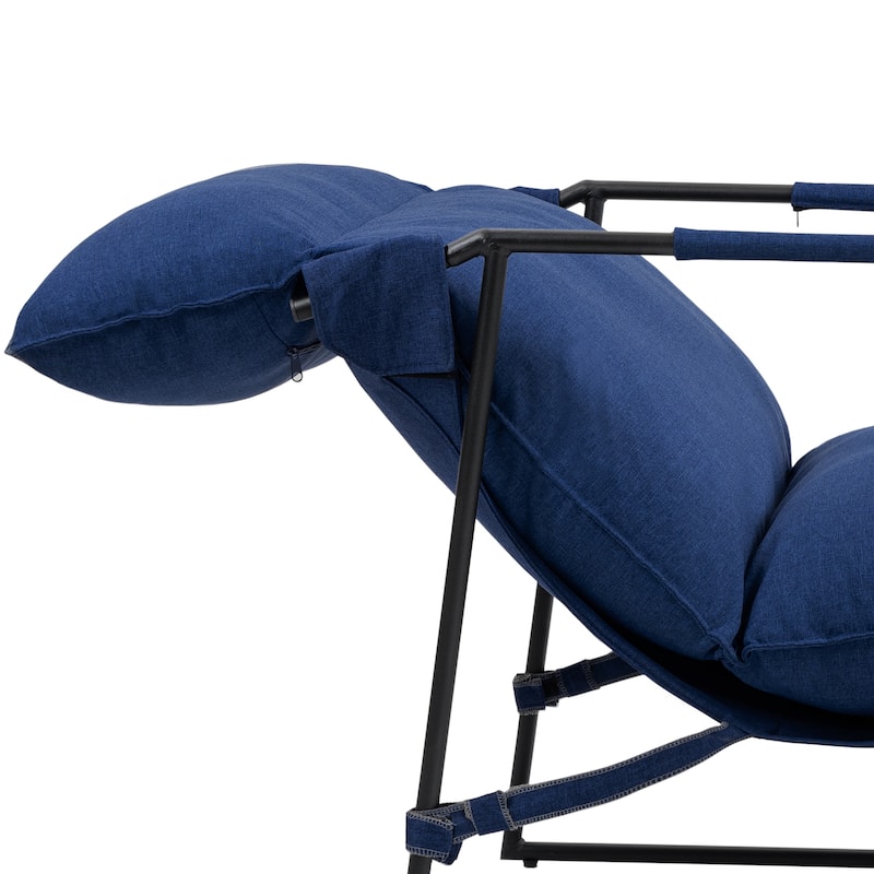 Metal Sling Accent Chair Armchair with Adjustable Headrest