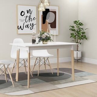 Modern Dining Table 47 Inch Kitchen Table Rectangular Top with Solid ...
