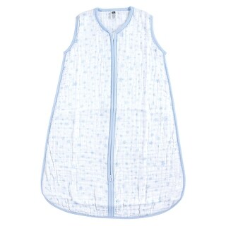 Hudson Baby Infant Boy Muslin Cotton Sleeveless Wearable Sleeping Bag, Sack, Blanket, Blue Stars