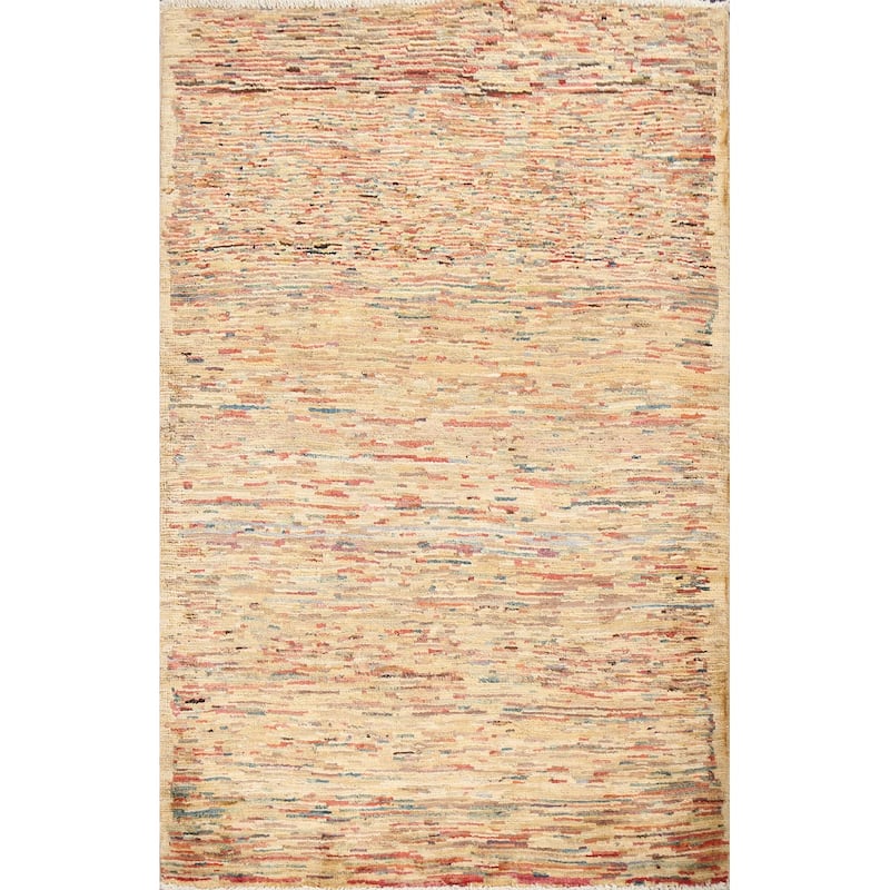 Striped Gabbeh Kashkoli Modern Area Rug Wool Hand-knotted Foyer Carpet - 2'8" x 3'11"