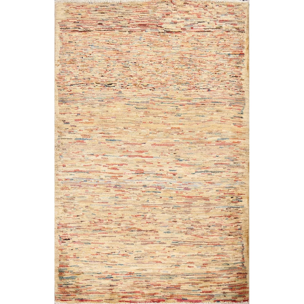 Striped Gabbeh Kashkoli Modern Area Rug Wool Hand-knotted Foyer Carpet - 2'8" x 3'11"