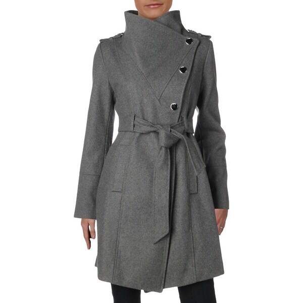 Guess asymmetrical belted wool wrap coat clearance