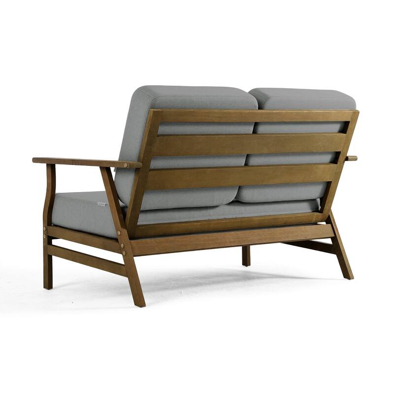 Modern Wood Outdoor Patio Sofa Loveseat with Cushion