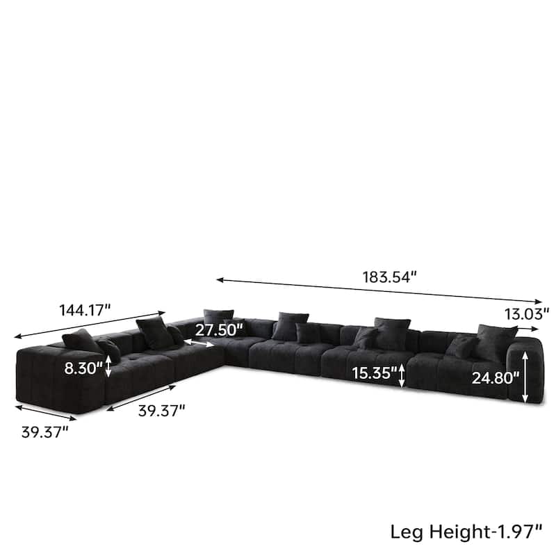 183''W Large Linen Corner Sectional Couch for Living Room Sofa Set