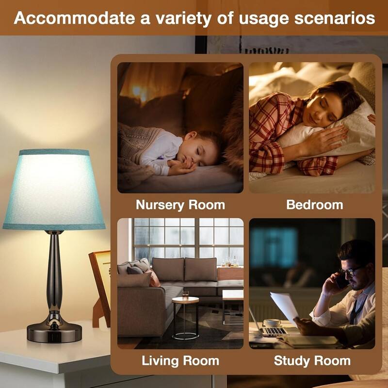 Touch Table Lamp for Bedroom, Small Bedside Lamp