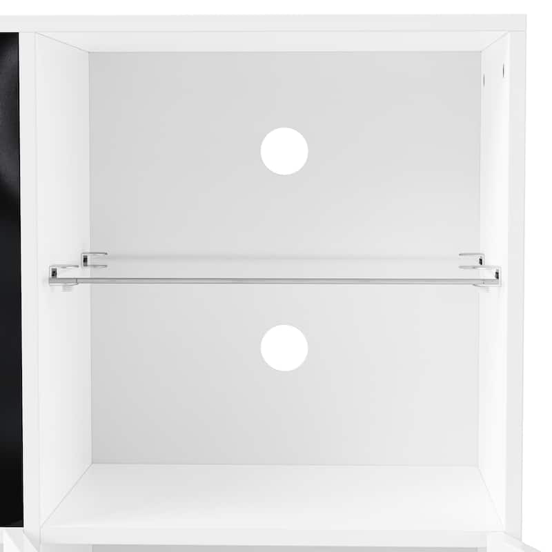 White 67" TV Stand with LED Lights, Large Storage Cabinet and Tempered Glass Shelves for TVs Up to 75"