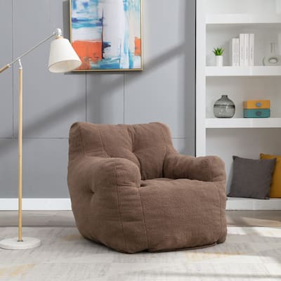 Modern Style Soft Teddy Fabric Tufted Foam Bean Bag Chair