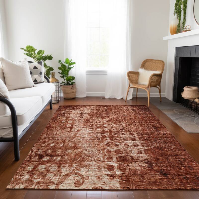 Machine Washable Indoor/ Outdoor Chantille Abstract Modern Rug
