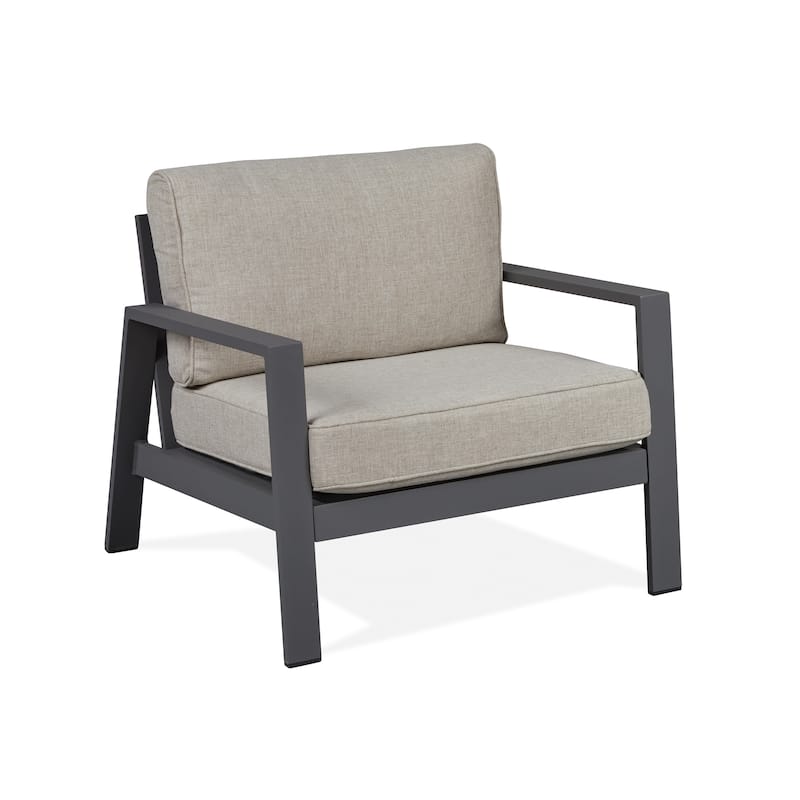 Aegean Outdoor Chair in Weathered Slate w/ Tan Cushions by Real Flame
