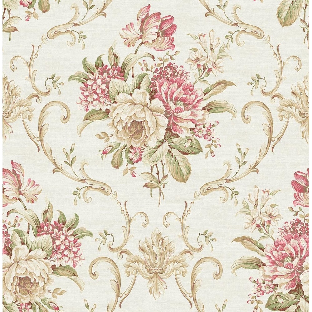 Seabrook Designs Fedelma Floral Cameo Unpasted Wallpaper
