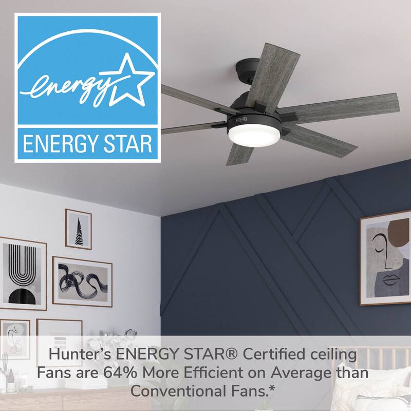 Hunter 52" Georgetown ENERGY STAR® Ceiling Fan w/ LED Light, Remote - Contemporary - Easy Install!