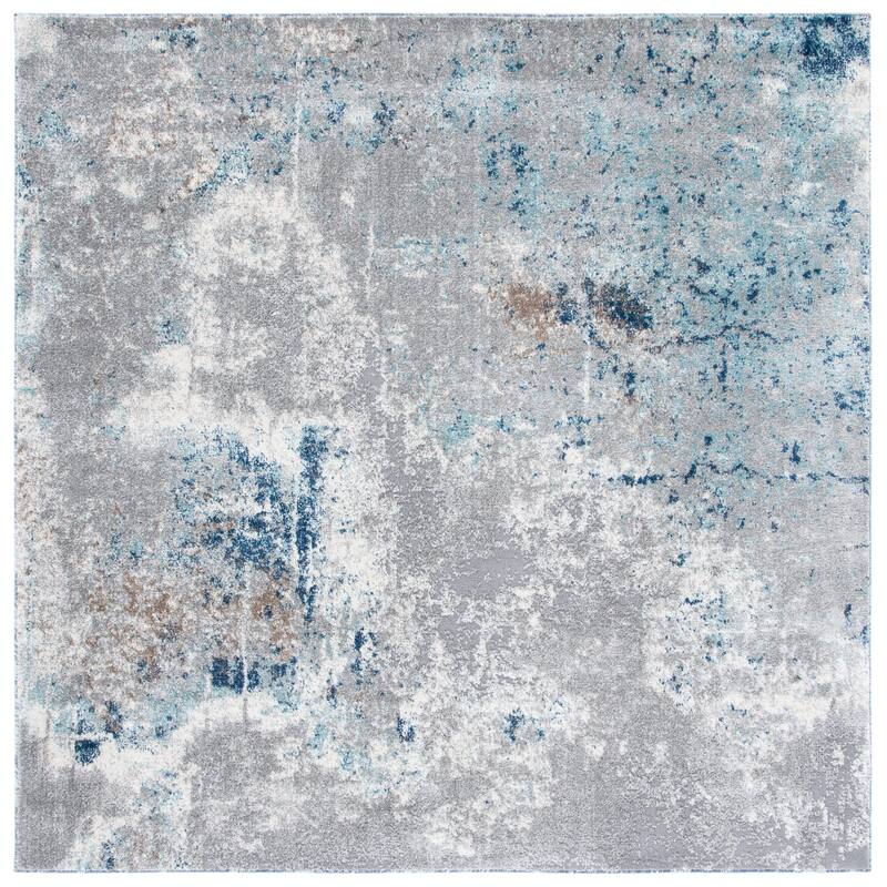 SAFAVIEH Aston Adosinha Modern Abstract Rug - 6'7" Square - Grey/Blue