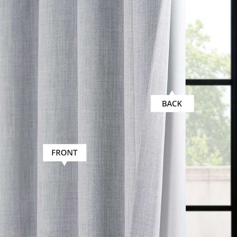 Exclusive Fabrics Textured Faux Linen Room Darkening Curtains for Bedroom & Living Room Curtains (1 Panel)