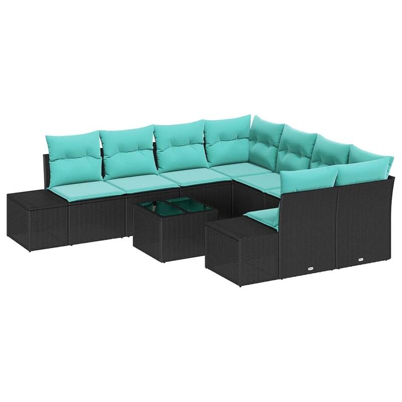 vidaXL 9 Piece Garden Sofa Set with Cushions - 103.9×92.1×27.2