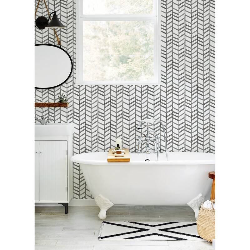 Chesapeake Fletching Black Geometric Wallpaper
